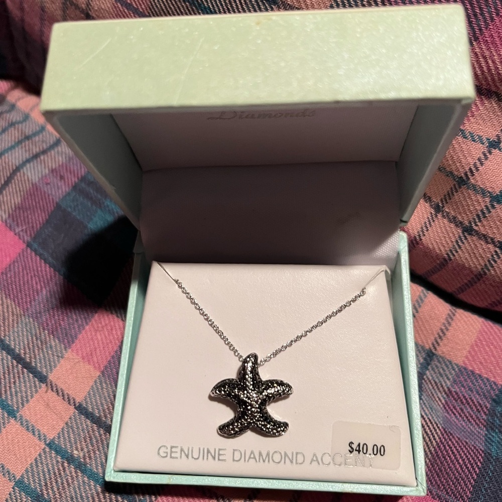 New Starfish Necklace with Genuine Diamond Accents